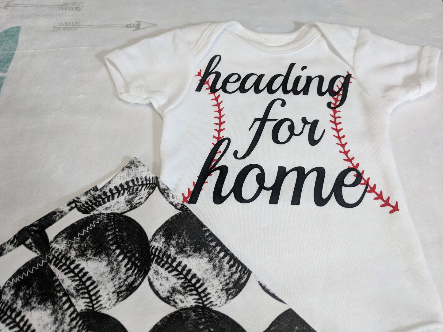 Baby Baseball Clothing,Custom Bodysuit + Black White Baseball Pant + Hat or Headband