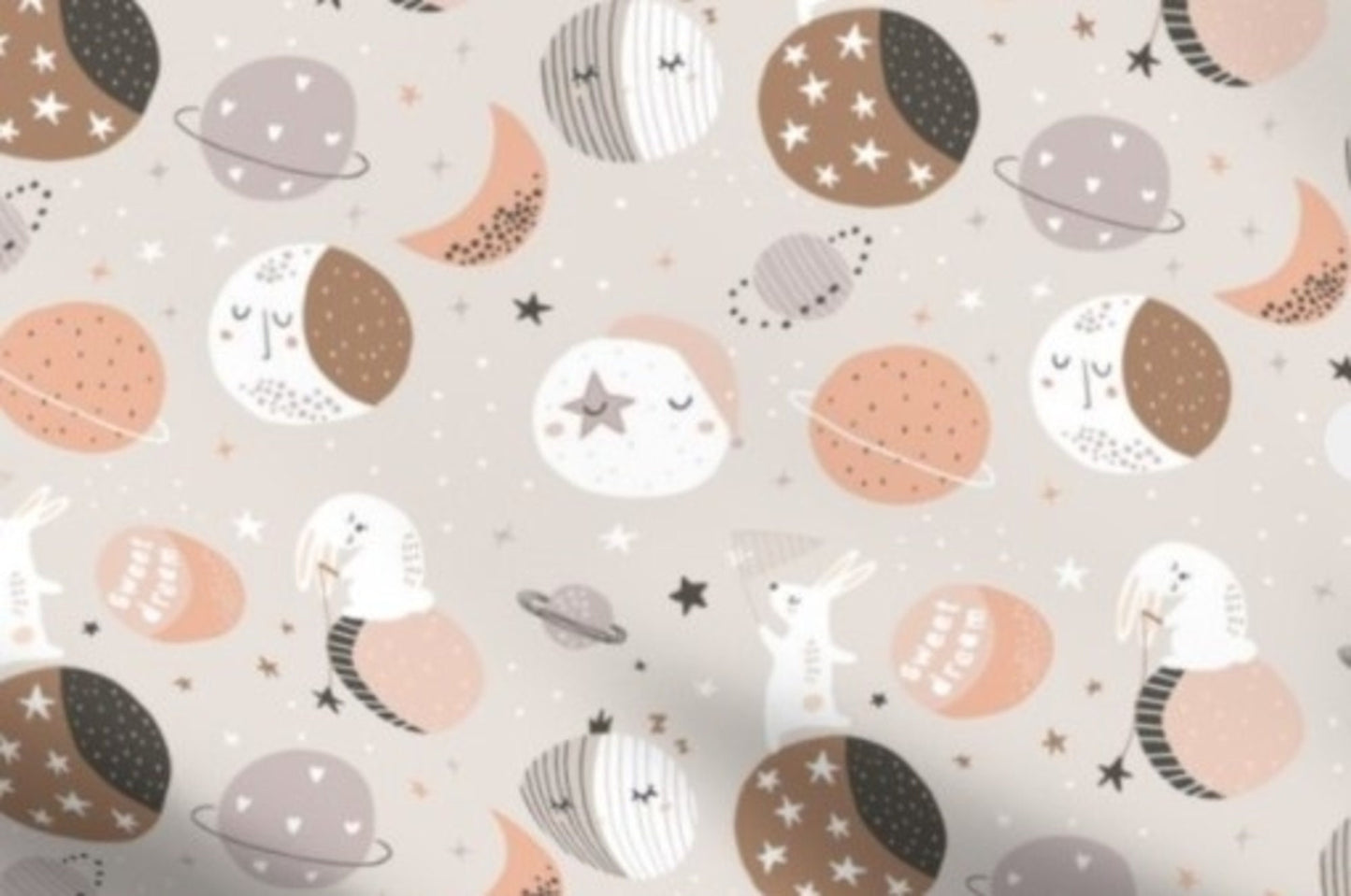 Space Baby Swaddle Set - Outer Space Themed Blanket HeadbandHat - Sleeping Rabbits or Cute Planets Designs