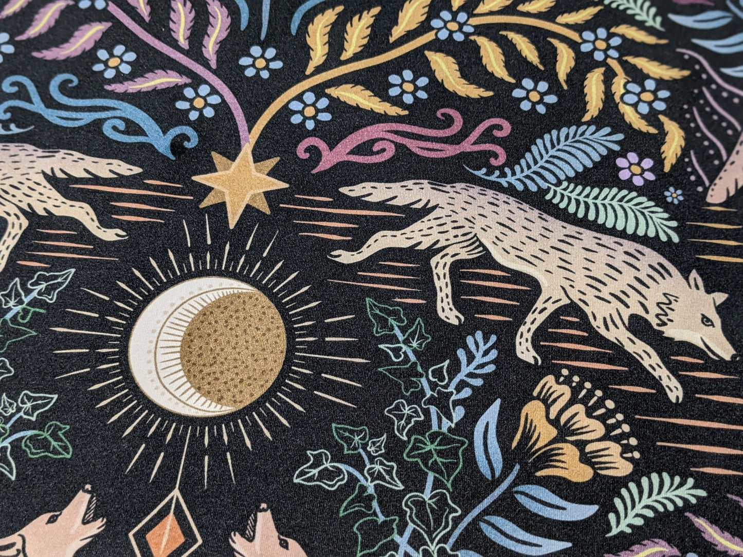 Witchy Baby Blanket - Howlin Prowlin Swaddle and Hat Set for Emo Babies featuring Wolves Full Moon and Whimsigoth elements