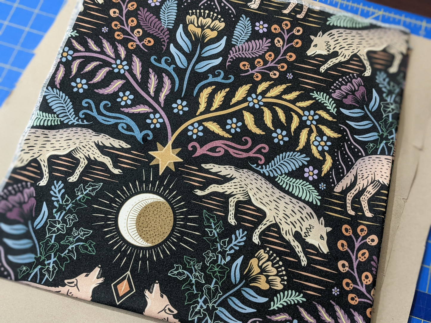 Witchy Baby Blanket - Howlin Prowlin Swaddle and Hat Set for Emo Babies featuring Wolves Full Moon and Whimsigoth elements