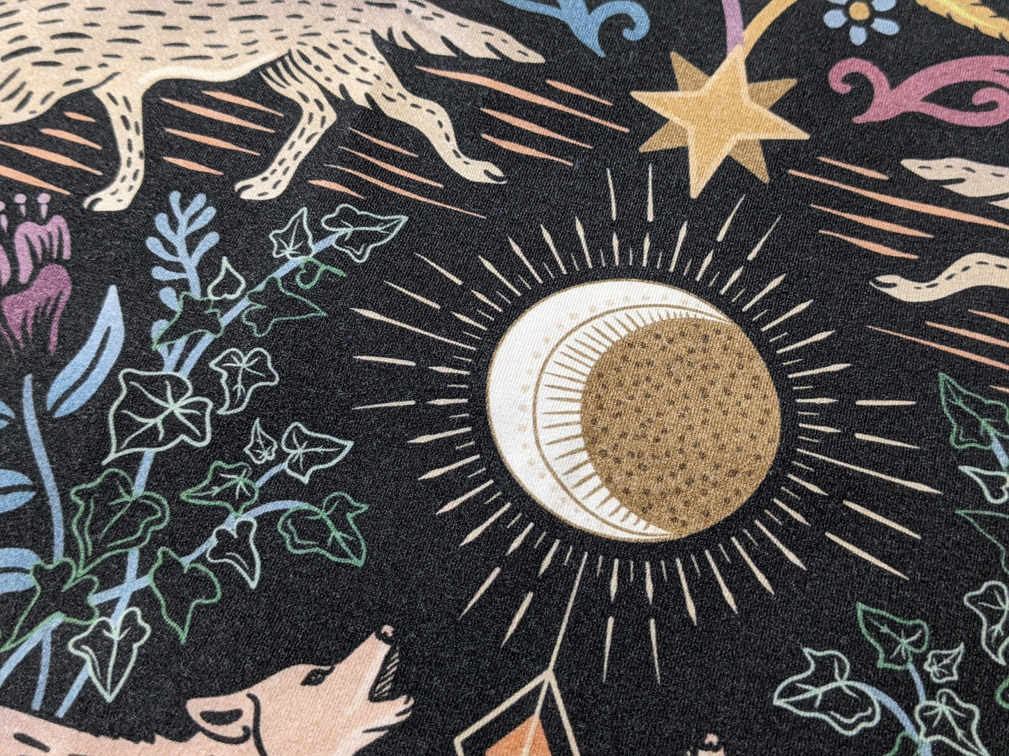 Witchy Baby Blanket - Howlin Prowlin Swaddle and Hat Set for Emo Babies featuring Wolves Full Moon and Whimsigoth elements