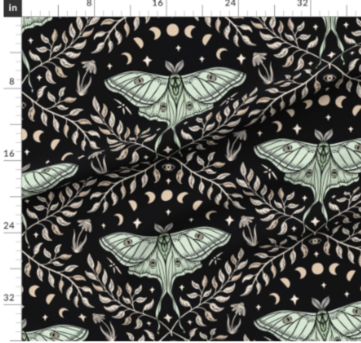 Witchy Baby Blanket Band or Hat Luna Moth and Moon Phase Botanical Swaddle