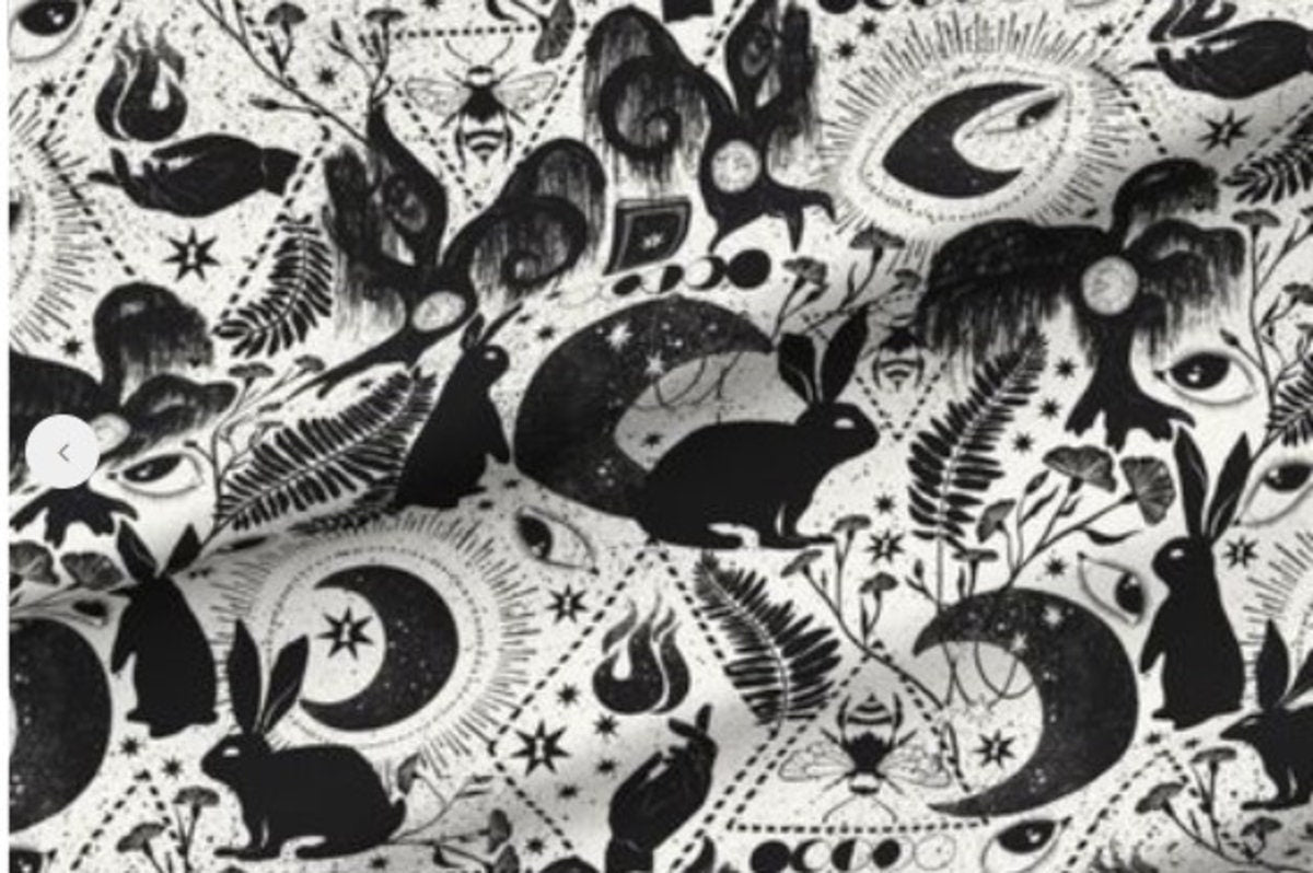 Fantasy Nursery Black White Witchy Baby Swaddle Hat Set with Bunny Bee and Crescent Moon Designs