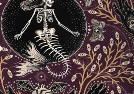 Goth Baby Blanket,Mermaid Skeleton Botanicals Swaddle + Hat or Band,Emo Newborn,Halloween Skull Swaddle