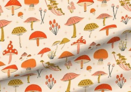 Mushroom Swaddle,Hippie Baby Blanket + Hat or Band,Glittery Red & Gold Vintage Mushroom,Scandi Nursery,Boho Baby Clothes