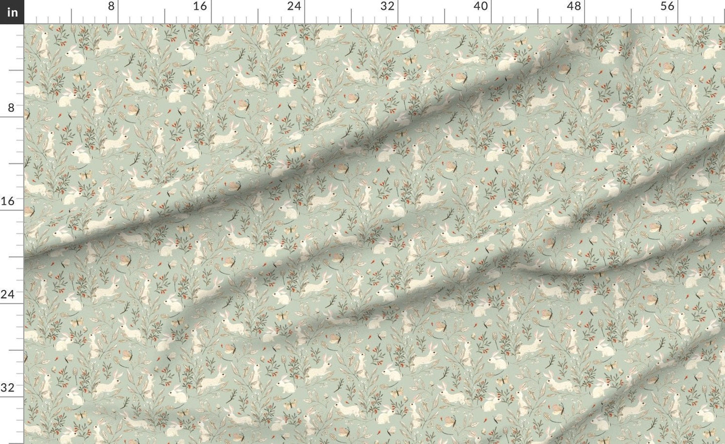 Green Baby Blanket,Baby Bunnies on Dusky Sage Swaddle + Hat or Headband,Stretchy Knit,Neutral Green Nursery,Nature Colors,Scandi Baby