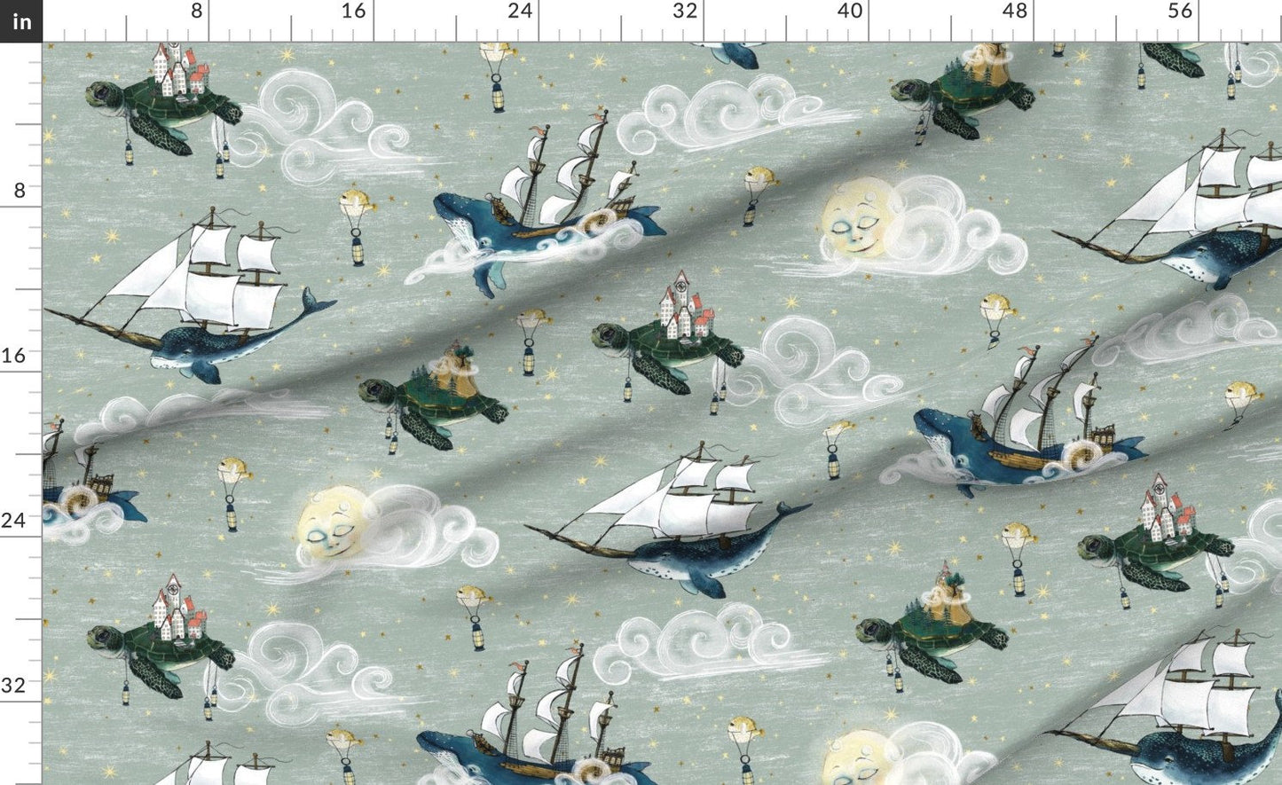 Nautical Fantasy Swaddle,Sea Turtle Islands Blanket + Hat or Band,Whale and Narwhal,Ships,gender neutral nursery,unisex,Stars & Clouds