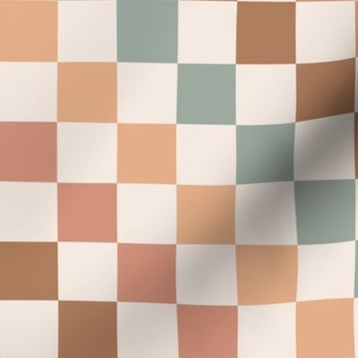 Checkerboard Baby Blanket,Swaddle + Hat or Band,Gender Neutral Earth Tones,Scandi Nursery,Baby Room Decor,Muted Brown Blue Baby,Unisex