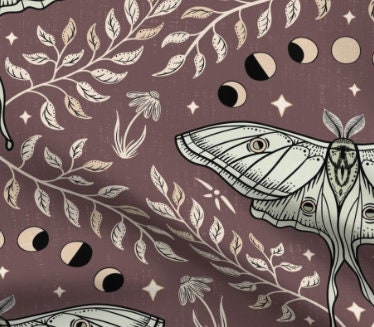 Witchy Baby Blanket Band or Hat Luna Moth and Moon Phase Botanical Swaddle