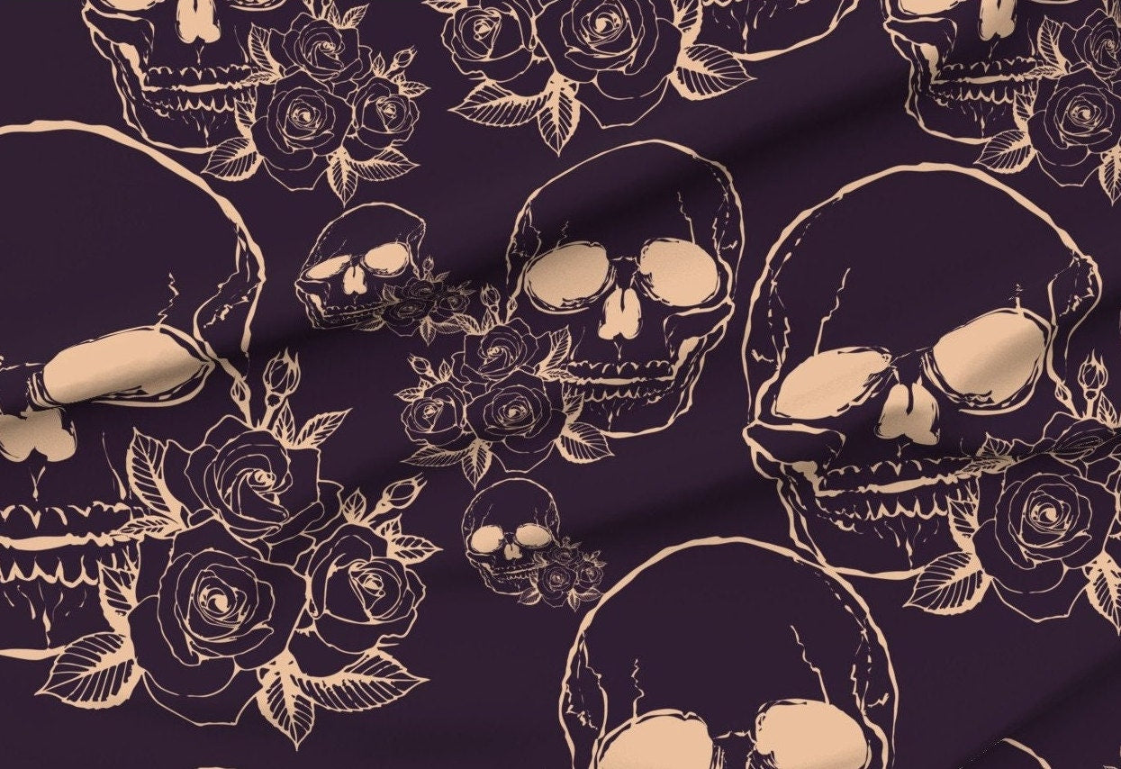 Goth Baby Clothing,Roses Skull Swaddle + Headband or Hat, Peach on Eggplant,Day of the Dead,Pastel Goth Clothing,Spooky baby gift