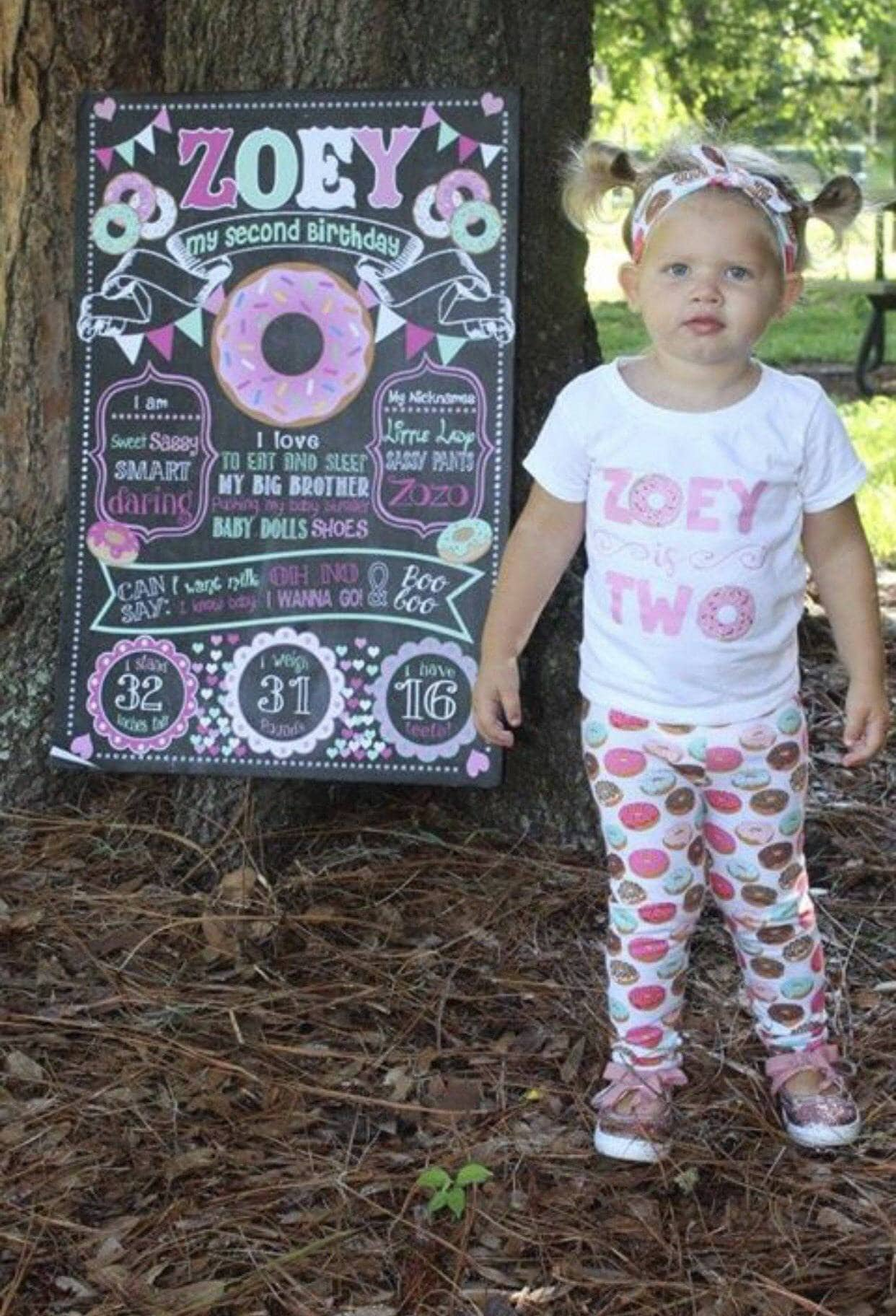 Girls Custom Donut Outfit,Frosted Donut Legging,Headband + Custom Birthday Shirt or Bodysuit,Personalized Shirt