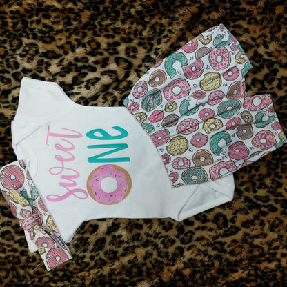 Girls Donut Birthday Outfit / Donut Bloomer + Band + Custom Bodysuit or TShirt/ Donut Birthday Party Outfit,Donut Shorts