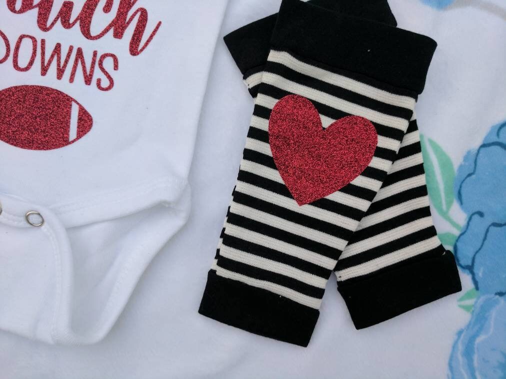 Girls Nebraska Outfit / Tutus & Touchdowns Bodysuit or Tee + Stripe Leg Warmer + Red Sequin Bow,Handmade Outfit,Home,