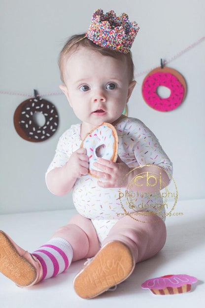 Donut Leotard,Handmade Girls Frosted Donut Leo & Band,Sleeveless to Long Sleeve,Donut Birthday Outfit,Cake Smash Outfit,Dance unitard