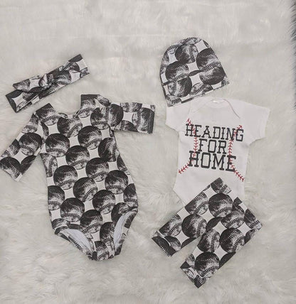 Baby Baseball Clothing,Custom Bodysuit + Black White Baseball Pant + Hat or Headband