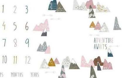 Girls Milestone Blanket,Adventure Awaits Milestone Blanket,Track Baby's Growth Snowy Pink Mountains