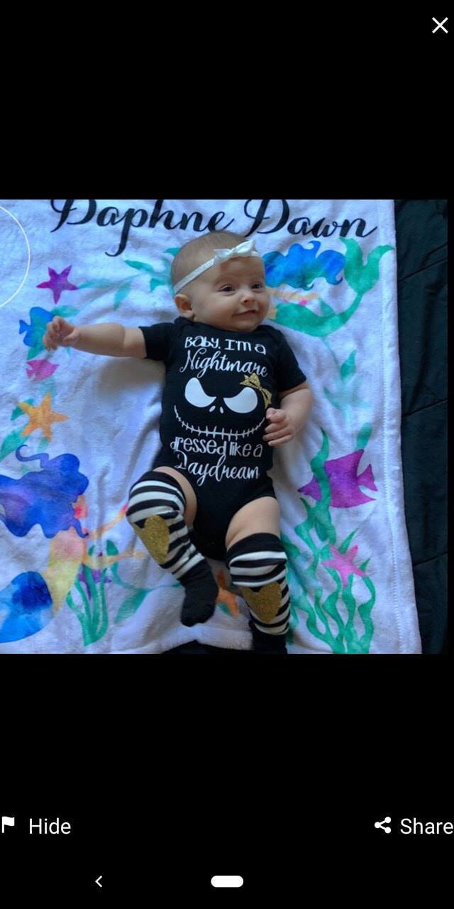 Sugar Skull Baby Outfit,Skull Bodysuit + Baby Leg Warmers with Heart Knee Patches & Gold Sequin Bow Band,Goth Baby