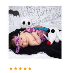 Goth Baby Swaddle Blanket + Matching Headband or Cuffed Beanie in Sally Rag Doll Scraps,Nightmare Goth Baby,Halloween Swaddle