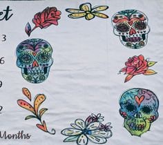 Baby Sugar Skull Milestone Blanket,Custom,Minky of Fleece personalized Skull Baby Blanket,dia de los muertos,Newborn Calendar Blanket