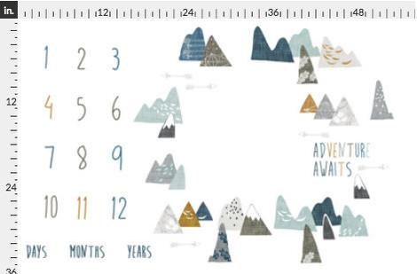 Girls Milestone Blanket,Adventure Awaits Milestone Blanket,Track Baby's Growth Snowy Pink Mountains