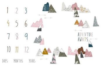 Girls Milestone Blanket,Adventure Awaits Milestone Blanket,Track Baby's Growth Snowy Pink Mountains