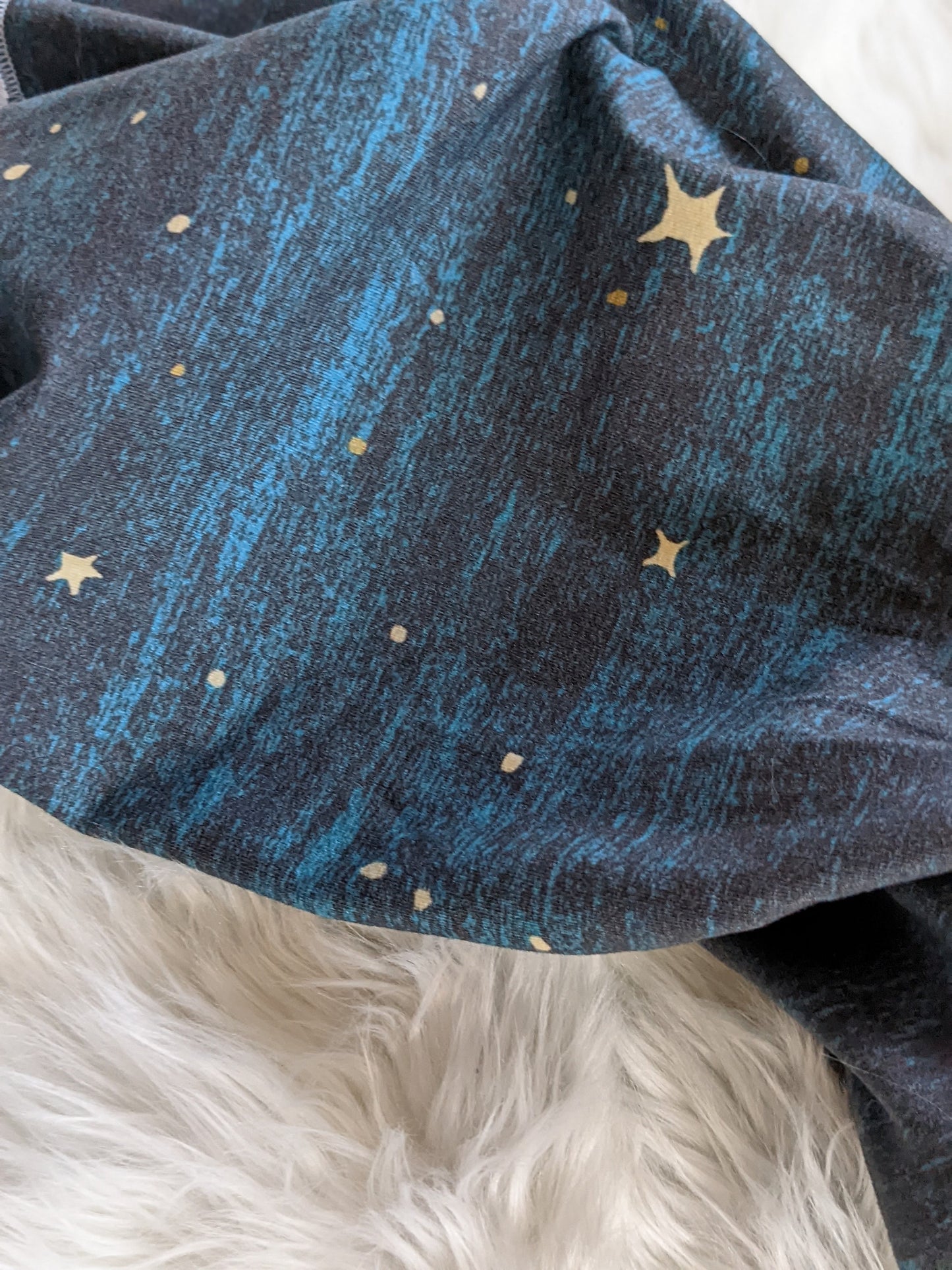Midnight Teal Blue Space Star Baby Set Blanket BeanieHeadband Swaddle Nursing Cover - Hospital Going Home Outfit