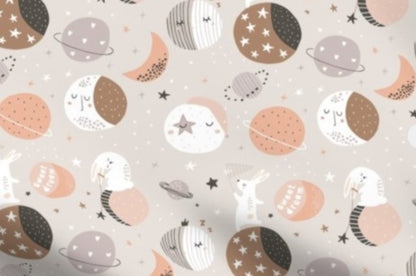 Space Baby Swaddle Set - Outer Space Themed Blanket  HeadbandHat - Sleeping Rabbits or Cute Planets Designs