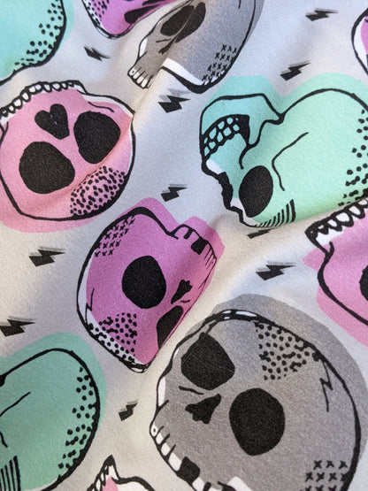 Candy Skull Baby Blanket, Girl Skulls in Pink Mint Baby Swaddle Blanket + matching Hat or Headband,Goth Baby