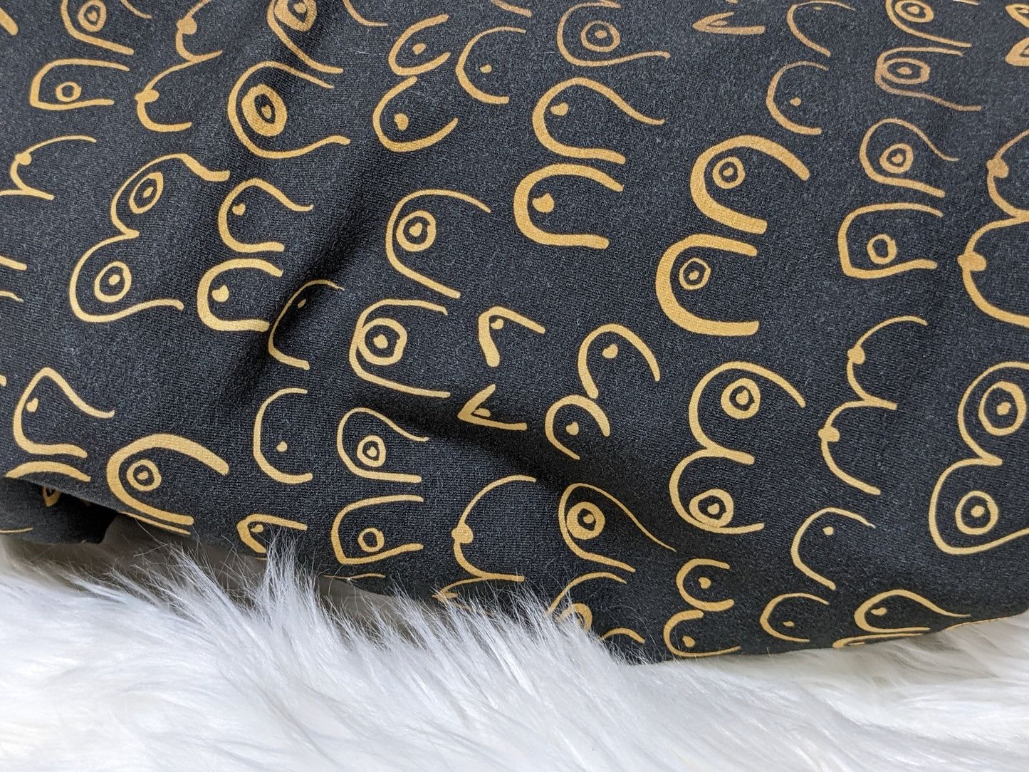 Boob Blanket,Baby Nursing Blanket + Headband or Hat in Gold Boobies on Black