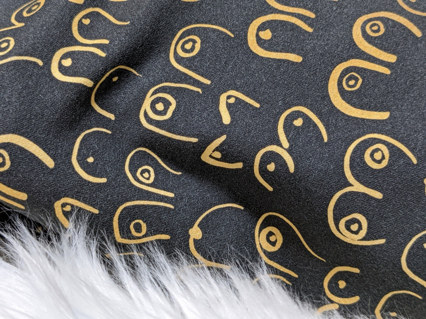 Boob Blanket,Baby Nursing Blanket + Headband or Hat in Gold Boobies on Black