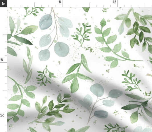 Green Leaves Baby Blanket, Eucalyptus & Sage Swaddle + Hat or Headband,Watercolor Nature Baby,Scandi Nursery,Foliage Greenery