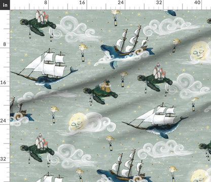 Nautical Fantasy Swaddle,Sea Turtle Islands Blanket + Hat or Band,Whale and Narwhal,Ships,gender neutral nursery,unisex,Stars & Clouds