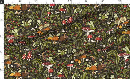 Newborn Mushroom Gift Set,Stretchy for Swaddling + Hat or Headband,Hidden Fairies Mushrooms & Ferns,Woodland Nursery,Scandi,Earthy Tone