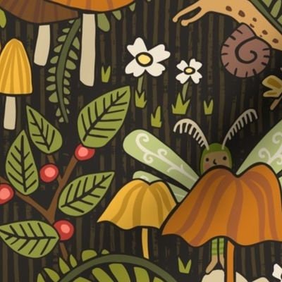 Newborn Mushroom Gift Set,Stretchy for Swaddling + Hat or Headband,Hidden Fairies Mushrooms & Ferns,Woodland Nursery,Scandi,Earthy Tone